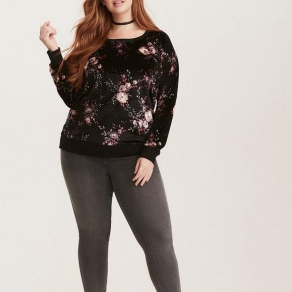 TORRID Velvet Floral Print Sweatshirt Size 3X - Picture 3 of 3